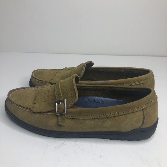 Ahh... Keds Olive Suede Kiltie Loafers - Picture 3 of 8